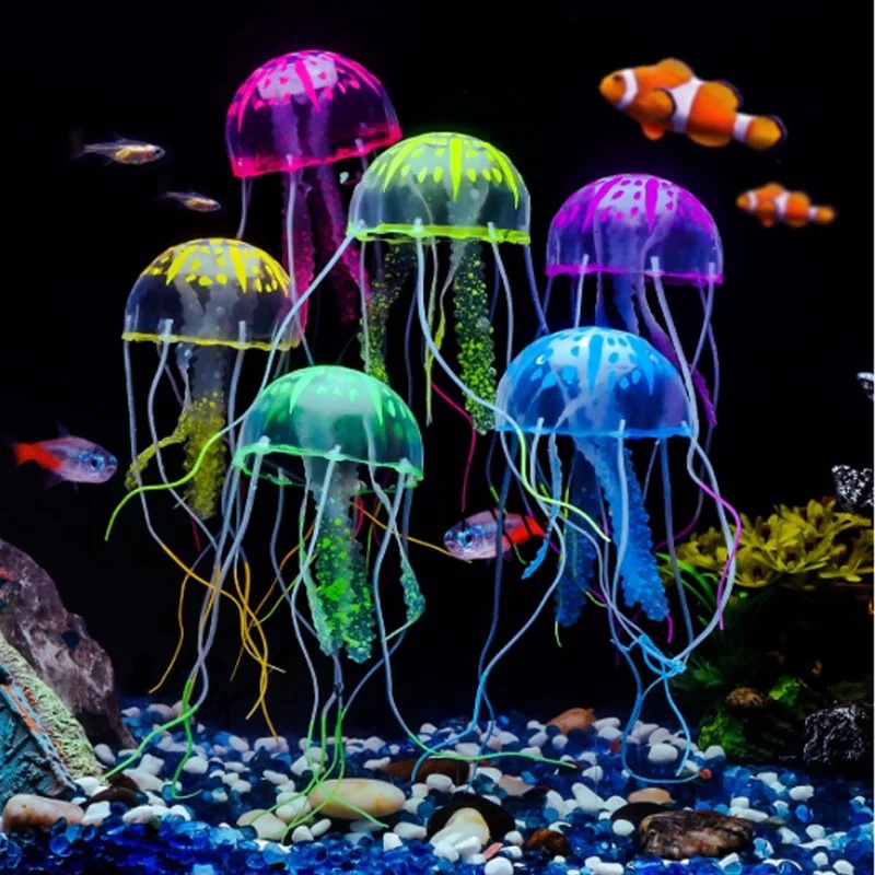 Aquarium Fish Discus - 1/2 шт. Имитация светящейся силиконовой медузы